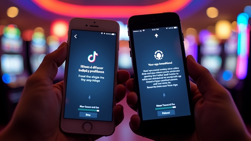 iPhone und Android mit Installationsanzeige in dunkler Casino-Optik